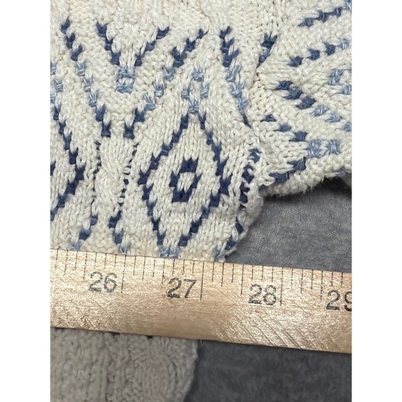 Vintage Jantzen Mens 3XL Tall Blue Cream Diamond Knit Sweater Made in USA 90s - Picture 5 of 13